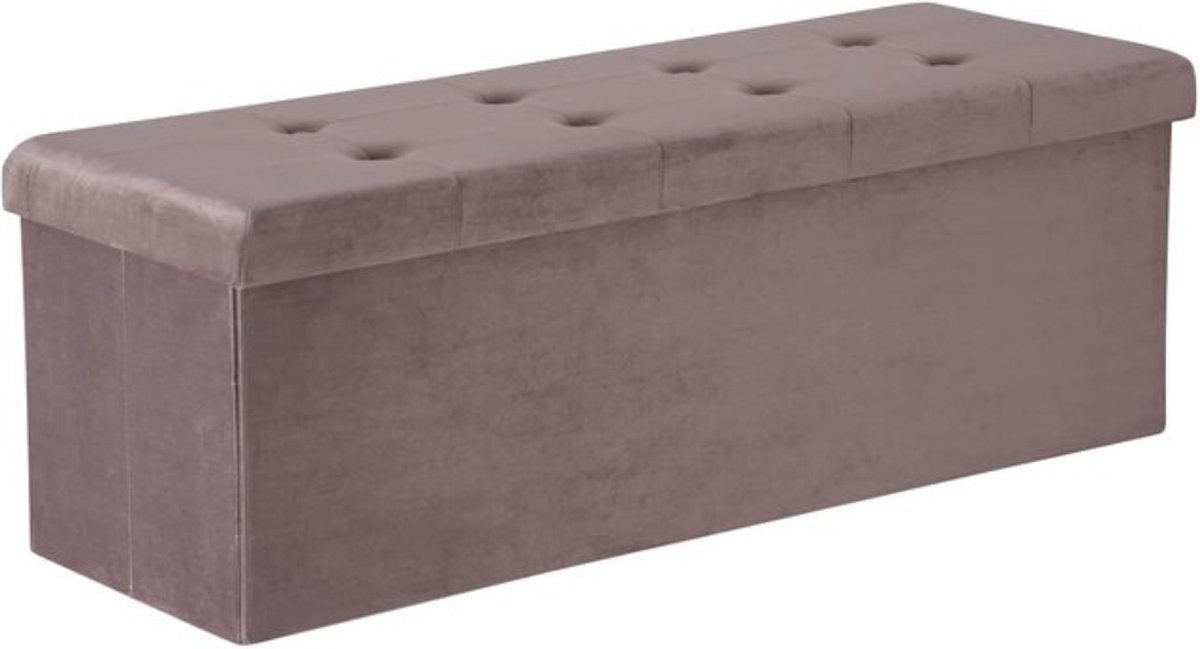 Luxe Opbergbank Diva - Met opbergruimte - Zitbank Poef - Voetenbank - Opbergbox hocker - Zitkist met deskel - Roze - Velvet - 110x37.5x38cm