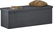 Happyment Opbergbank Judi - Met opbergruimte - Zitbank Poef - Voetenbank - Opbergbox hocker - Zitkist met deskel - Donkergrijs - Velvet - 110x38x38 cm