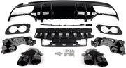 Achterdiffuser - Voor Mercedes C-Klasse W205 Sedan AMG C43 (2014-2021) - Zwart - Ronde Uitlaat Tips - Auto Accessoires