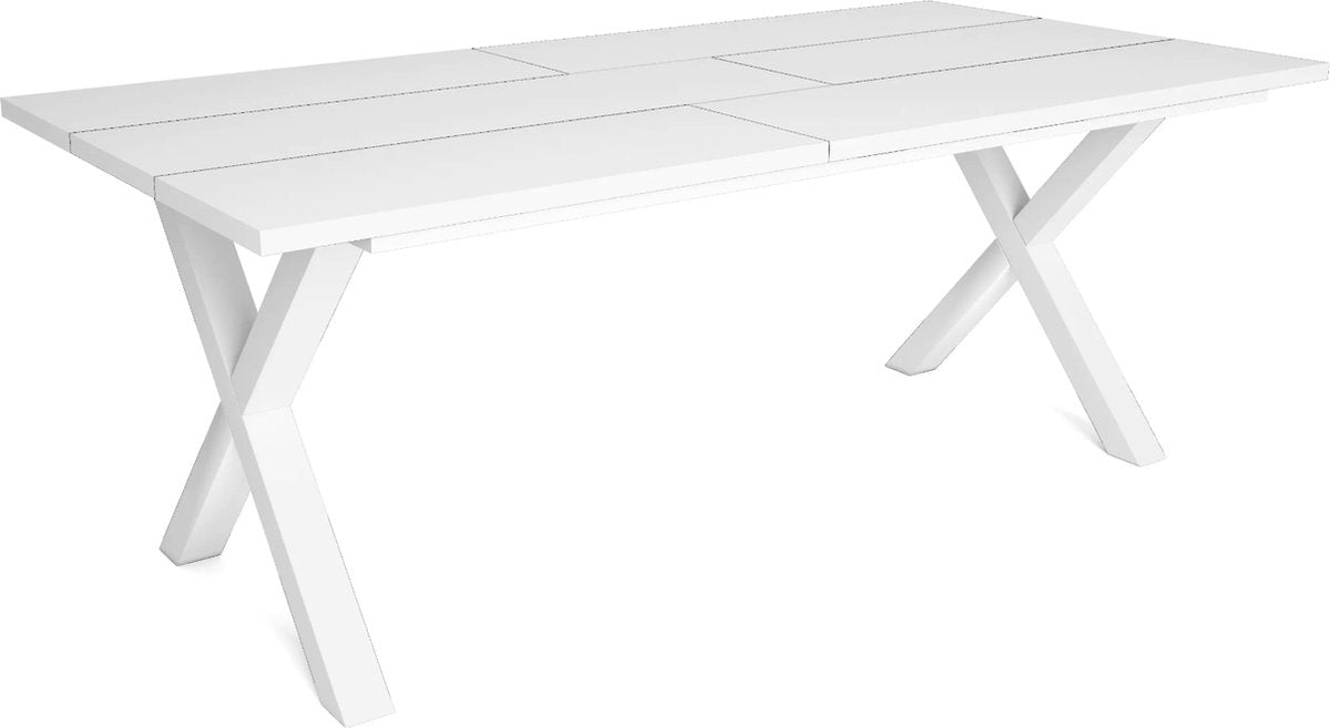 Happyment Eetkamertafel Divine - X poten wit - Eettafel - Rechthoek - 4 tot 8 personen - Massief hout - 200x90x75cm