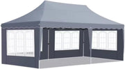 Partytent met zijwanden - 300x600cm - Opvouwbaar - Donkergrijs - 420D Oxford Doek - Easy up - Paviljoen - Waterdicht weerbestendig - In hoogte verstelbaar