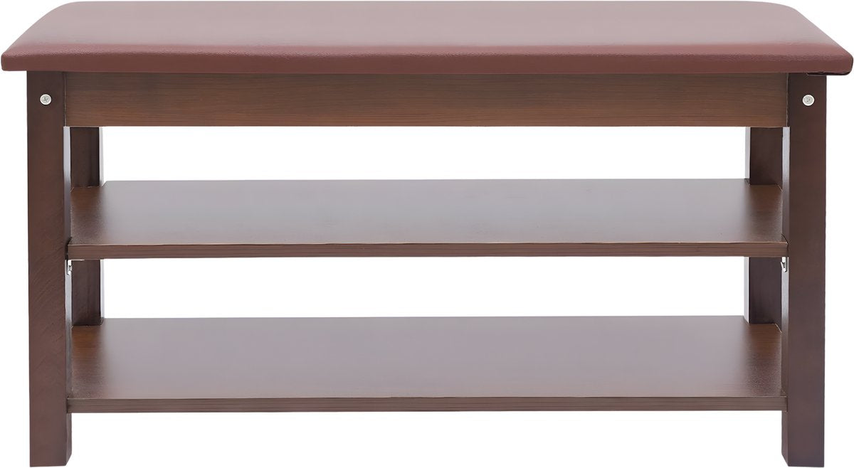 Schoenenbank - Opbergkast - Schoenenrek - Schoenenkast - Voor de hal of entree - Houten frame met stoffen kussen