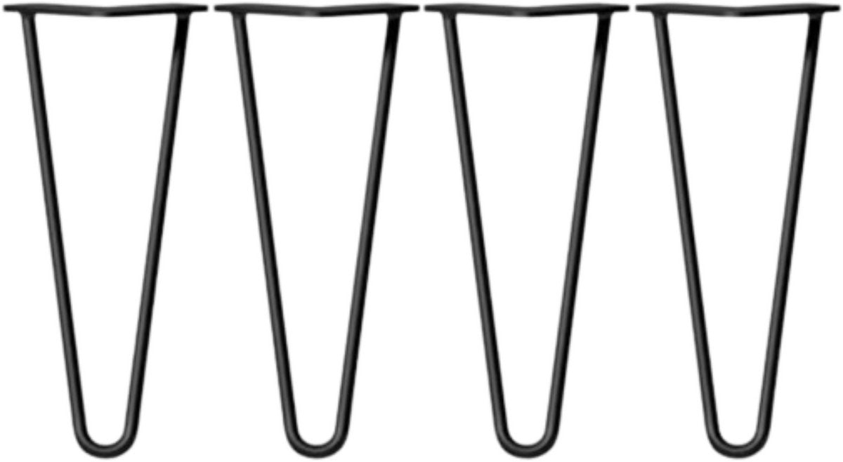 Haarspeld Tafelpoten 30cm - 4 Stuks Zware Metalen Poten - Voor Bureau, Bank & Doe-Het-Zelf Projecten - Inclusief Schroeven