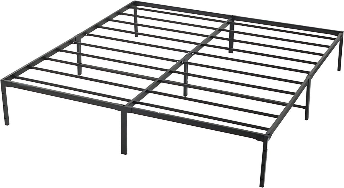 Zwart Stalen Platformbed met Lattenbodem – 680 kg Draagvermogen – Met Opbergruimte Onder Bed