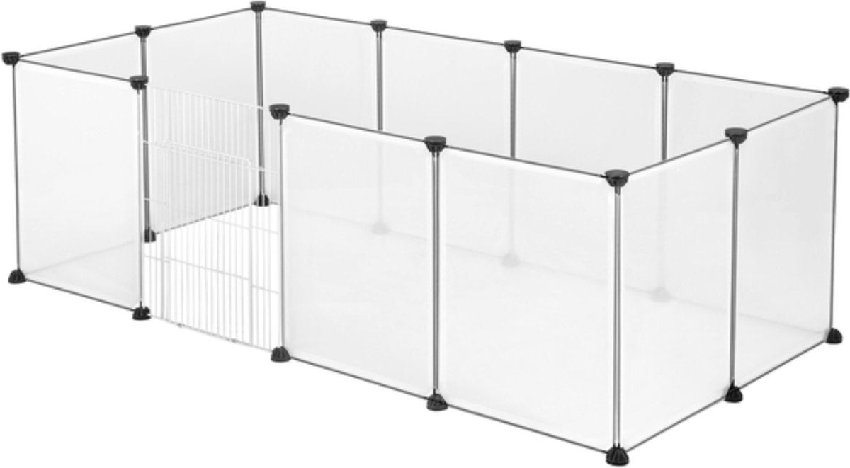 Happyment Dierenren Transparant - Ren - Verstelbaar - Voor binnen - Puppyren - Kleine dieren - Kittens - 142x72x45cm
