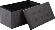 Collox Voetenbankje - Voetenkrukje - Opslagbankje - Poef - Bankje - Opbergdoos - Met afneembare deksel - Zitting gestoffeerd - Opvouwbaar - Donker grijs - 76x38x38 cm - Capaciteit 80 L