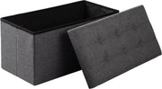 Opbergbank - Grijs - Zitbank Poef - Opbergbox Hocker - 76x38x38cm