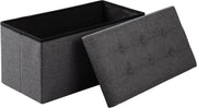 Moderne Opbergbank Dero - Met opbergruimte - Zitbank Poef - Voetenbank - Opbergbox hocker - Zitkist met deskel - Grijs - Stof - 76x38x38 cm