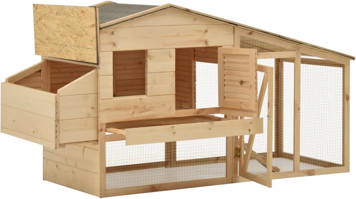 Happyment Houten Kippenhok - Knaagdieren hok - Knaagdier - Konijn - Kooi