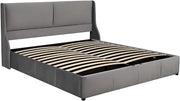 Bed - Tweepersoonsbedden - Tweepersoonsbed - Voor Slaapkamer - Tweepersoonsbed met Oorvormig Kussen Hoofdeinde & Hydraulisch Opbergsysteem - Grijs - 180x200