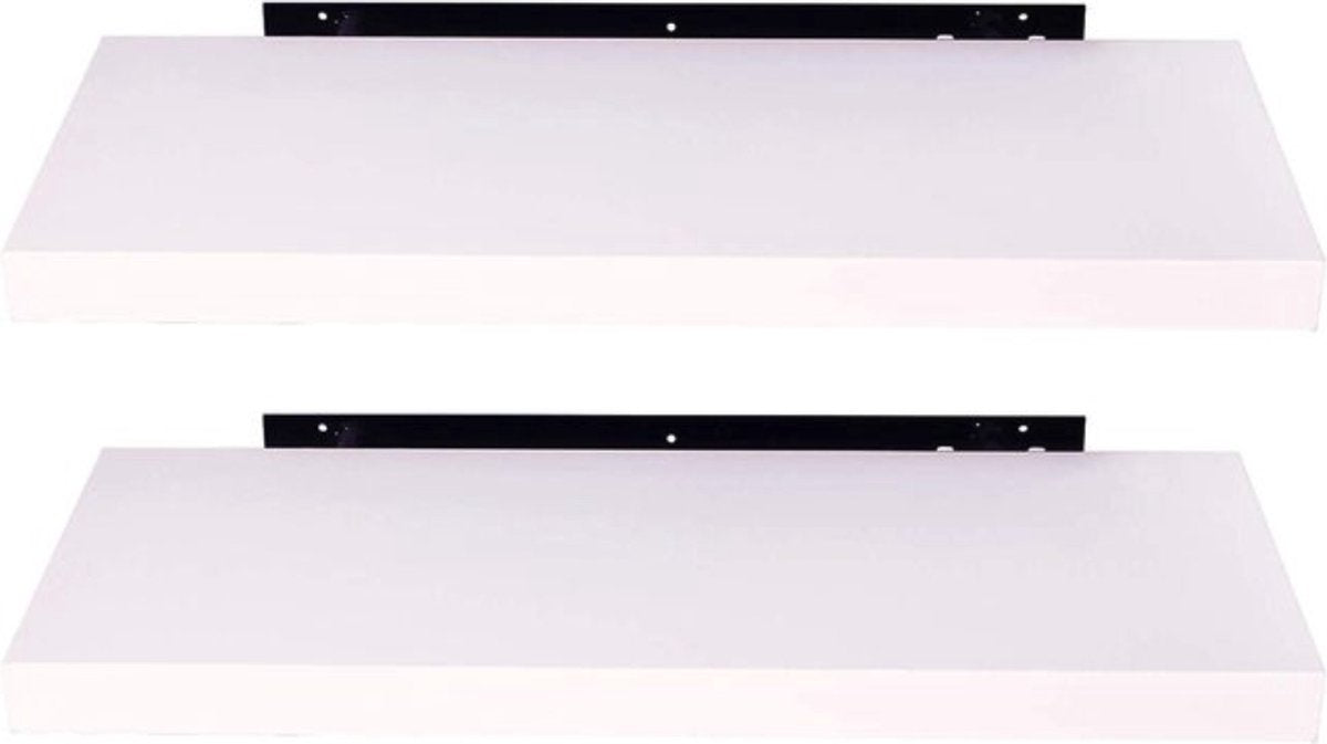 Wandplank Didi - Wit - 25cm - Wandrek - Zwevende wandplanken tegen muur - Wandrek - Fotoplank kinderkamer - Boekenplank - Hout MDF - Set van 2
