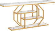 Moderne Haltafel Vexa - Goud - Wandtafel - Consoletafel - 30x180x90 cm - Voor Gang en Woonkamer