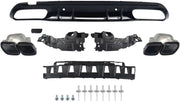 Achterbumper Diffuser Uitlaat Set - Voor Mercedes W205 AMG (2015-2021) - C63 Look - Zwart - Auto Accessoires