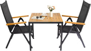 Balkonset Tuinmeubelen - Tuinset - Bistroset - Balkonmeubels - Loungeset - 3-delige set - Aluminium Zitgroep met Tuintafel en 2 Klapstoelen - 7-voudig Verstelbare Hoge Rugleuning