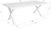 Happyment Eetkamertafel Divine - X poten wit - Eettafel - Rechthoek - 4 tot 8 personen - Massief hout - 200x90x75cm