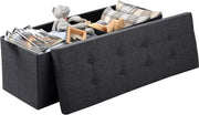 Luxe Opbergbank Fida - Met opbergruimte - Zitbank Poef - Voetenbank - Opbergbox hocker - Zitkist met deskel - Grijs - Stof - 110x37.5x38cm