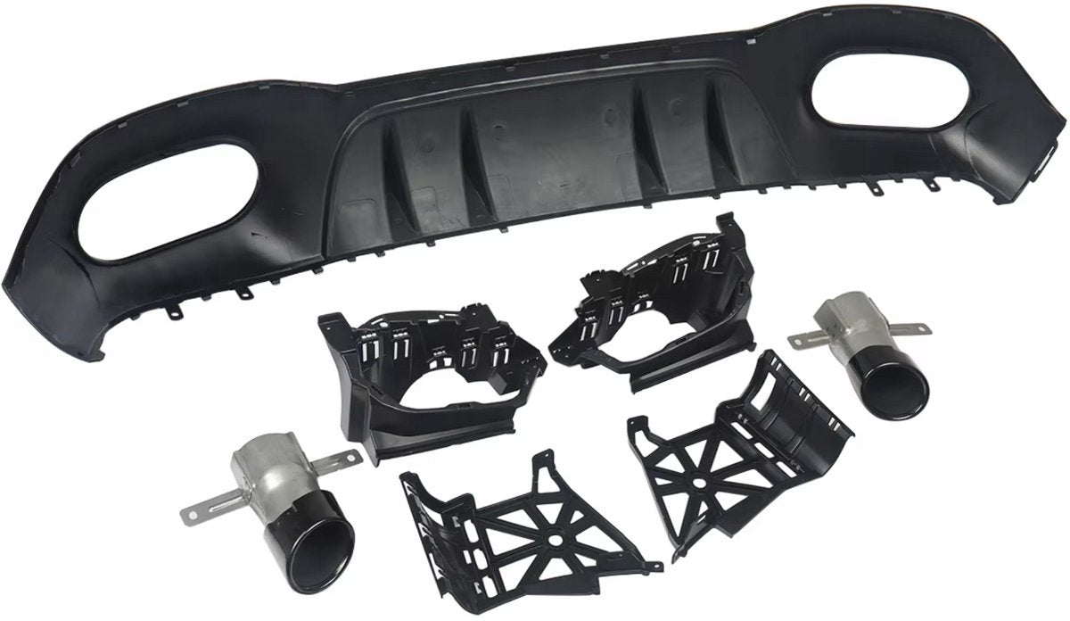 Diffuser Set Nitronox - Achterdiffuser en Uitlaatpijp - Voor Mercedes A-Klasse W177 AMG A35 Look (2018+) - Zwart - Auto Accessoires