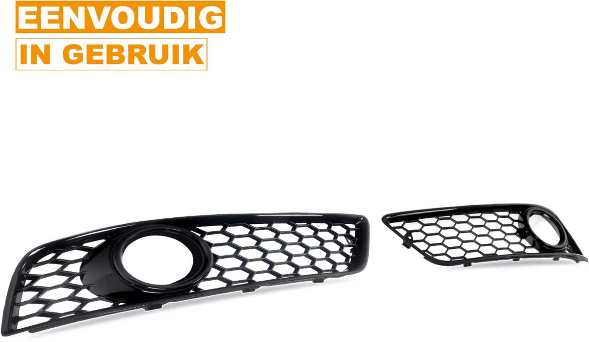 Mistlamp Grille Covers - Honingraat Zwart - Voor Audi A3 8P (2009-2012) - Voorbumper Accessoire