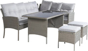 Tuinmeubelset - Loungeset - Tuinlounge - Lounge Set voor 7 Personen - Inclusief Sofa, Tafel, Kruk en Wasbare Kussens