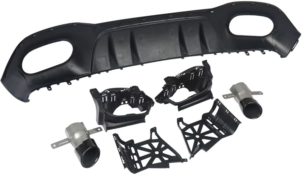 Achterdiffuser en Uitlaatpijp - Voor Mercedes A-Klasse W177 AMG A35 Look (2018+) - Zwart - Auto Accessoires