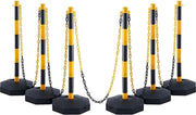 Afzetpalen - Set van 6 - Slagboompalen - Afzetlint - Afzetkoord - Afzetketting - 285x285mm - Verkeerskegels met Ketting