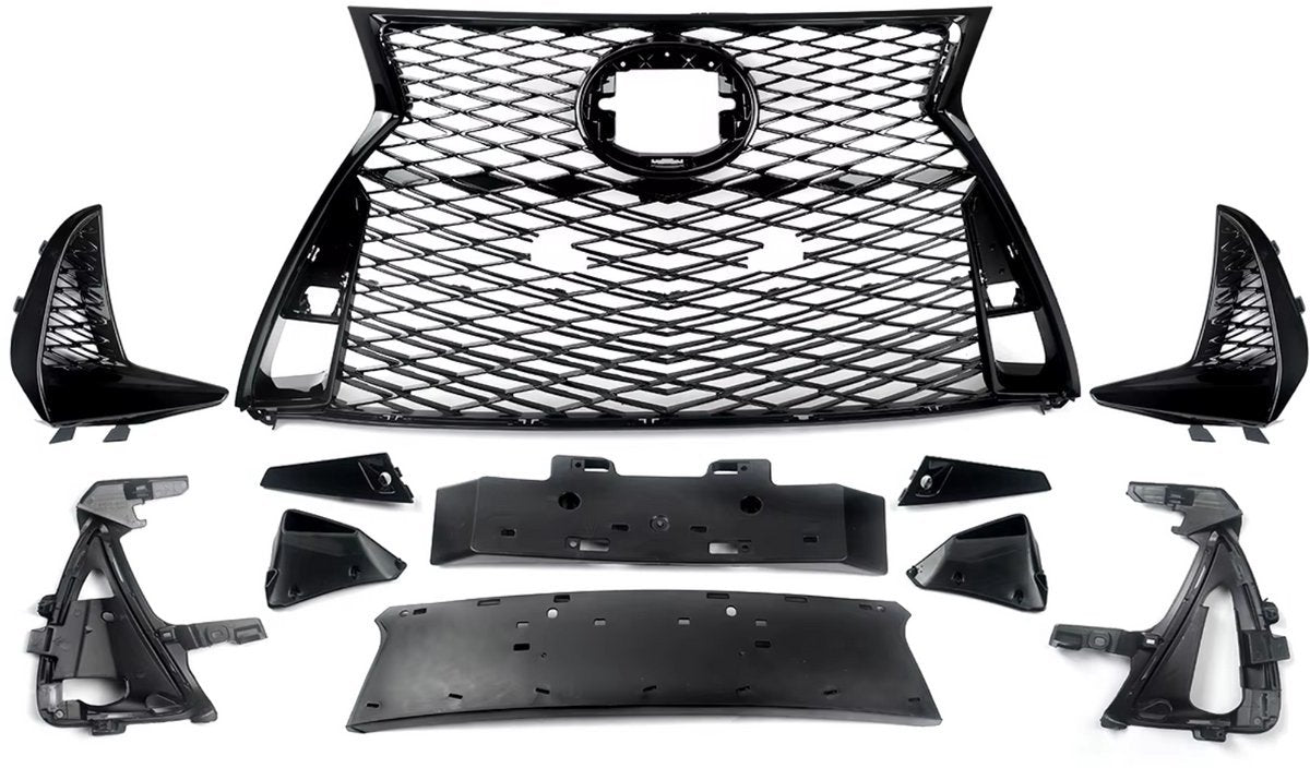 Grillekit Veltrix - Voorgrille - Gloss Zwart - Voor Lexus IS250/IS350 F Sport (2017-2022) - Boven & Onder - Auto Accessoires