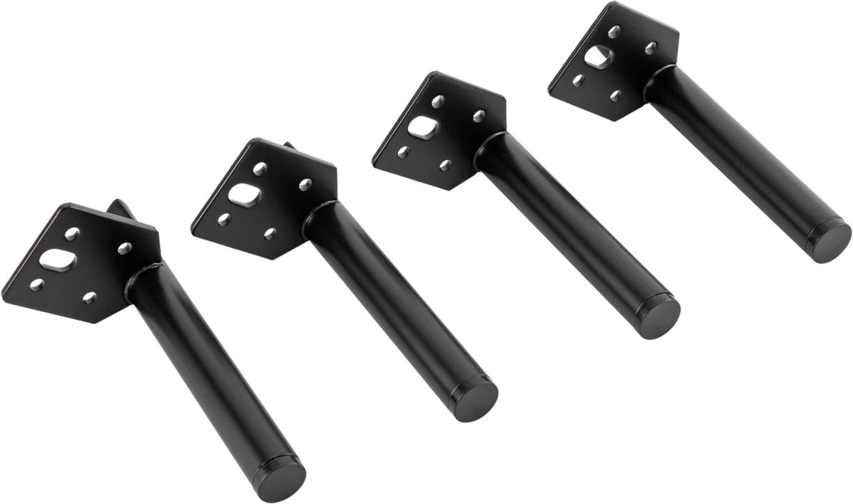 Set van 4 Meubelpoten - Meubelvoeten - Meubelpootjes - Voor Bank, Tafel, Tv-meubel en Bed - Rechte Poten -Zwart - Metaal - 15 cm Hoog