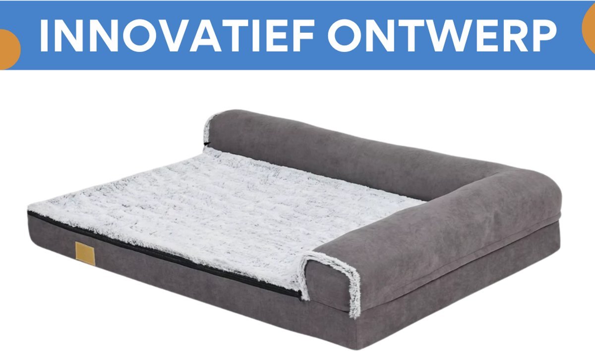 Hondenbed Noire Fioren - 135cm - L-vormig - Hondenbank - Hondensofa op poten - Hondenzetel - Comfort en zacht - Afneembaar kussen - Zacht