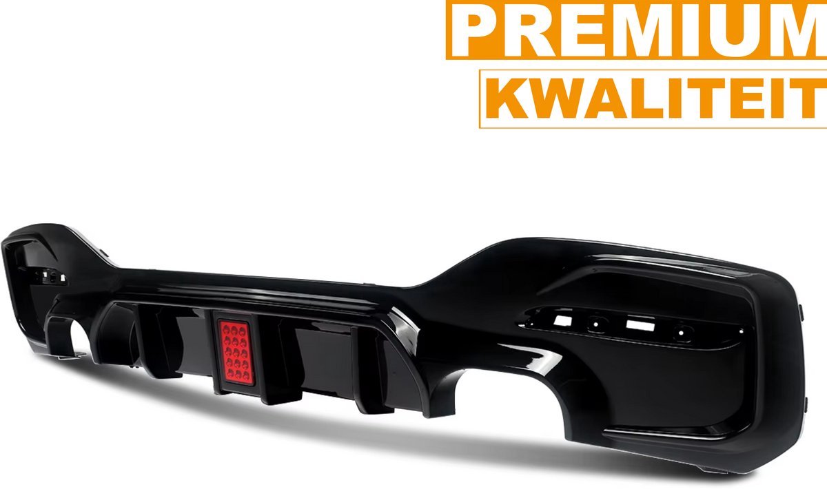 Diffuser LEDline - Achterlip Diffuser Spoiler - Voor BMW 1 Serie F20/F21 M135i/M140i (2015-2018) - Met Remlicht - Glanzend Zwart - Auto accessoires