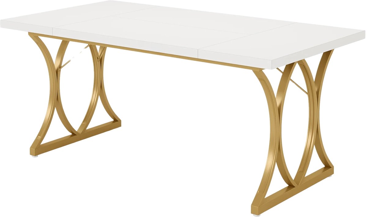 Bureau - Computerbureau - Lange bureau - Vergadertafel - Voor thuis of kantoor - Wit - 160cm