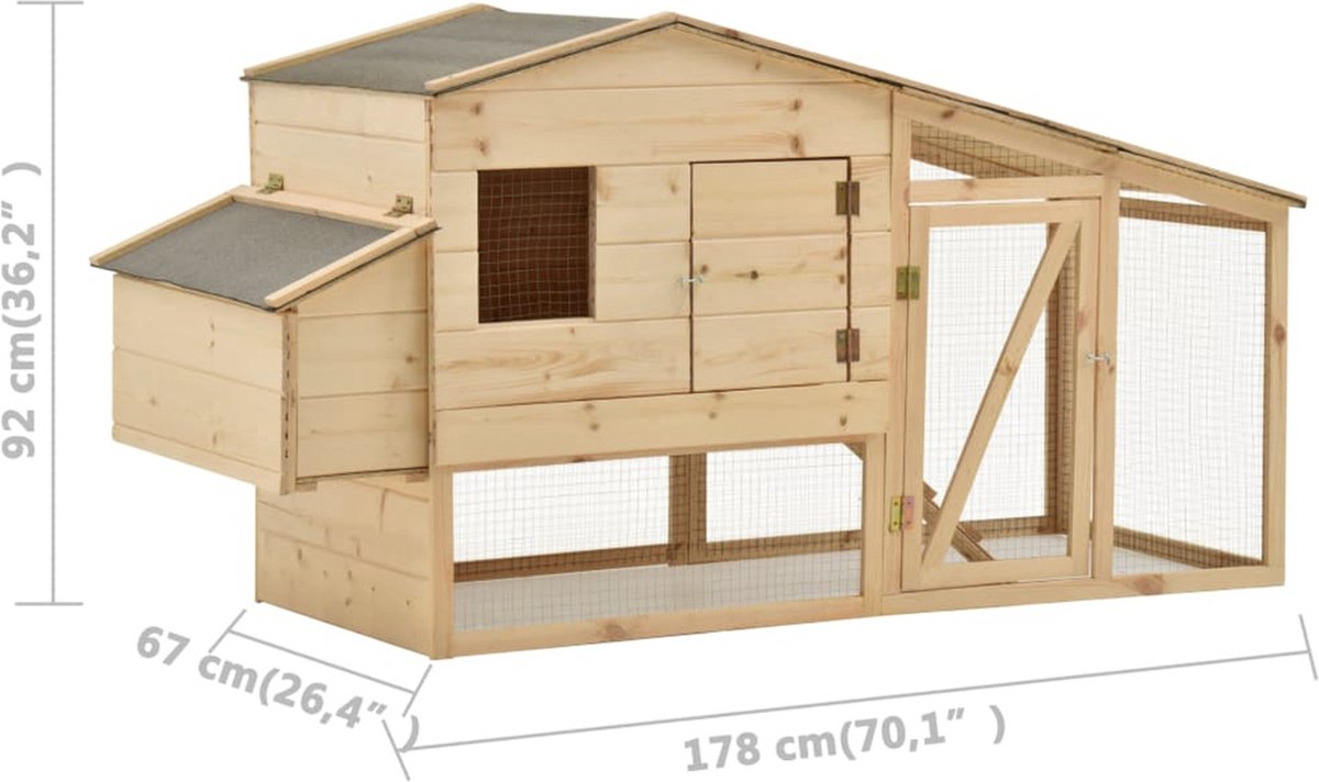 Happyment Houten Kippenhok - Knaagdieren hok - Knaagdier - Konijn - Kooi