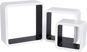 Bolt Edge Cube Wandplank - Zwevend - Zwart - Set van 3 - Hout MDF