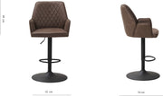 Barkruk Yudi - Met rugleuning en armleuning - Taupe - Modern Design - Voetsteun - Voor Keuken en Bar - Set van 1 - Microvezel
