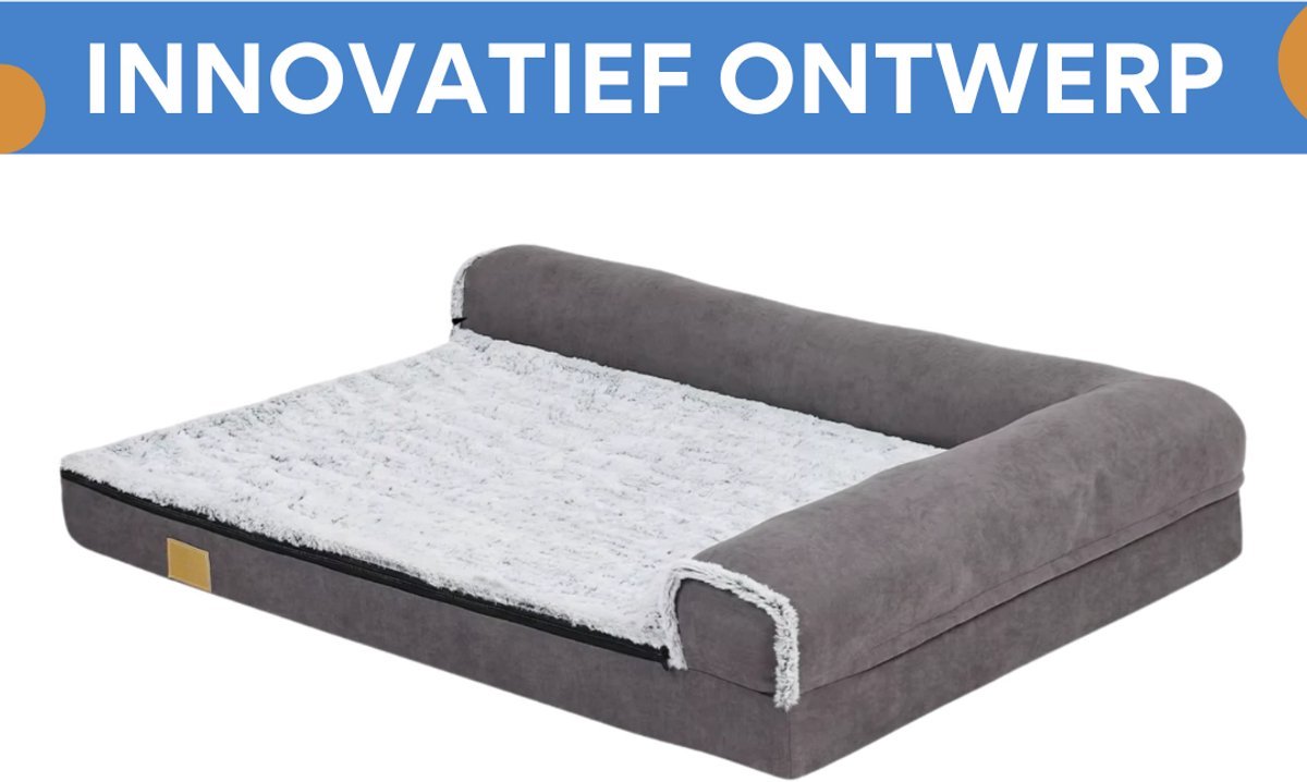 Hondenbed Noire - L-vormig - Hondenbank - Hondensofa op poten - Hondenzetel - Comfort en zacht - Afneembaar kussen - Zacht - 100cm