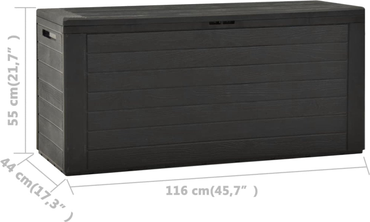 Happyment Tuinkussenbox XL - Opbergbox - Waterdicht - Met deksel - Brown - Voor binnen & buiten - Tuinbox - 280L - 117CM