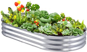 Verhoogde plantenbak - Voor buiten - RVS bloembak zilver - Rechtighoekig ovaal - 180cm - Moestuin - Inclusief Accessoires