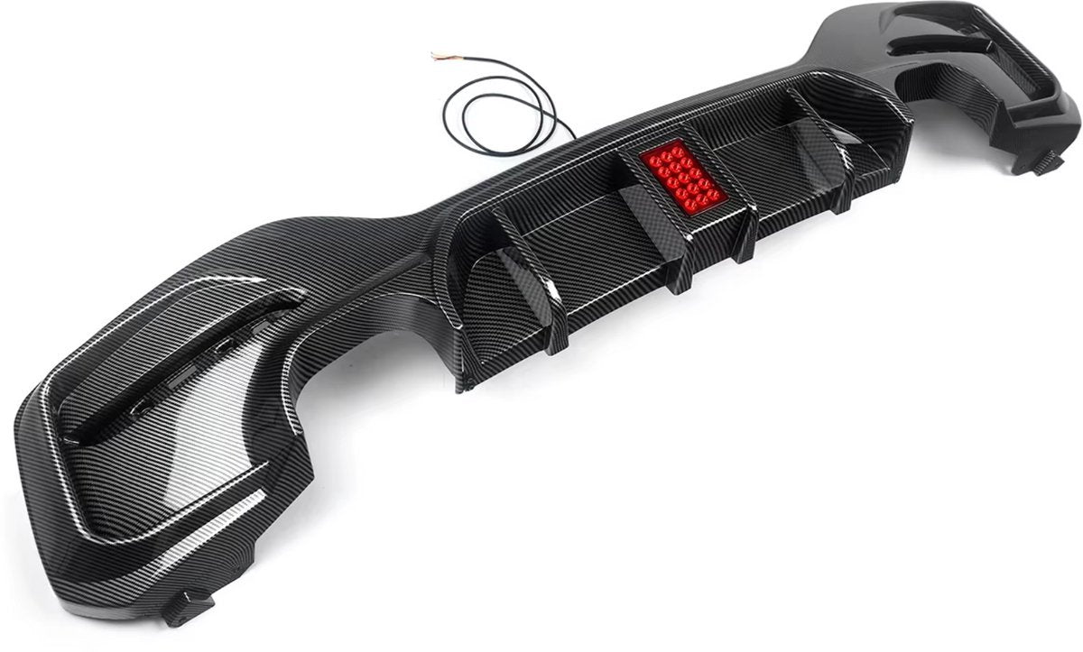 Diffuser LEDline - Achterlip Diffuser Spoiler - Voor BMW 1 Serie F20/F21 M135i/M140i (2015-2018) - Met Remlicht - Glanzend Zwart - Auto accessoires
