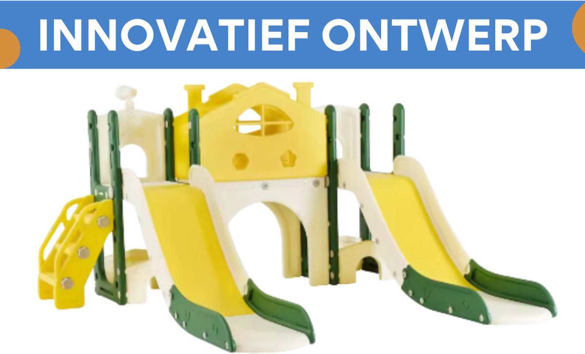 Luxe speeltoestel Valora met glijbaan - 7 in 1 - Dubbele Kinderglijbaan - Voor binnen en buiten - Kinderen en peuters