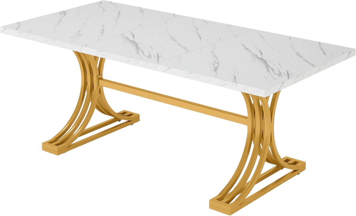 Moderne eetkamertafel Opulence - Woonkamer -Marmerlook Blad - 160cm
