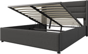 Bed - Opbergbed - Opbergruimte - met Hydraulisch Systeem - Voor Slaapkamer - met Houten Lattenbodem & Metalen Frame - Grijs Linnen - 140x200 cm