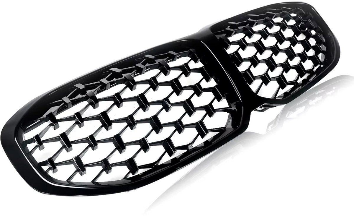 Voorbumper grille Hexa - Voor BMW 1 Serie F40 (2020+) - Diamant Stijl - Gloss Black - Auto accessoires