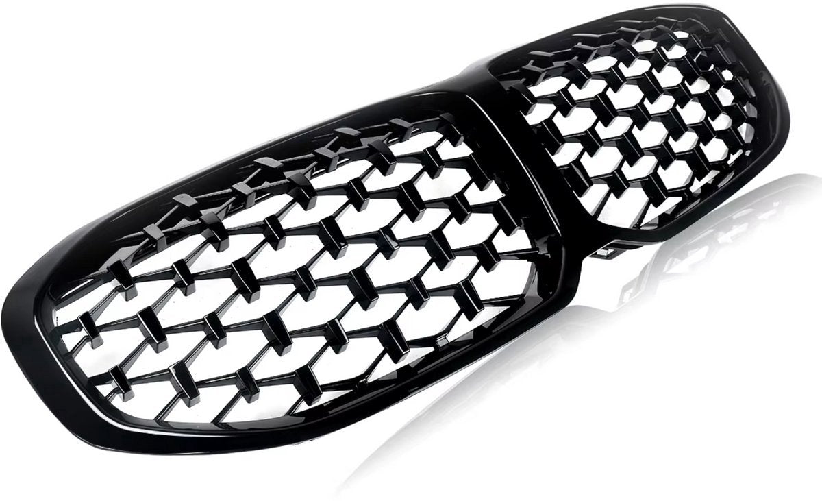 Voorbumper Grille Zorric - Hexa - Voor BMW 1 Serie F40 (2020+) - Diamant Stijl - Gloss Black - Auto accessoires