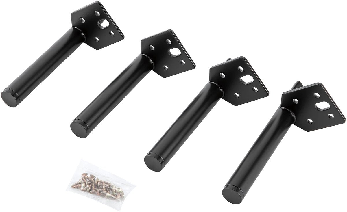 Set van 4 Meubelpoten - Meubelvoeten - Meubelpootjes - Voor Bank, Tafel, Tv-meubel en Bed - Rechte Poten -Zwart - Metaal - 15 cm Hoog