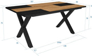 Happyment Eettafel Divo - Rechthoek - 4 tot 6 personen - Massief hout - Premium look - Eetkamertafel - X poten - Zwart/bruin - 170x90x75cm