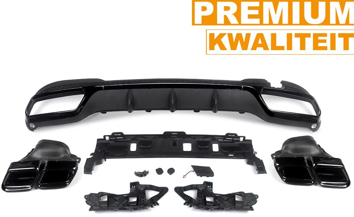 Diffuser Deluxe Vultran - Achterbumper Diffuser Deluxe - Voor Mercedes E-Klasse W212 (2014-2016) - AMG E63 Stijl - Glanzend Zwart - Auto Accessoires