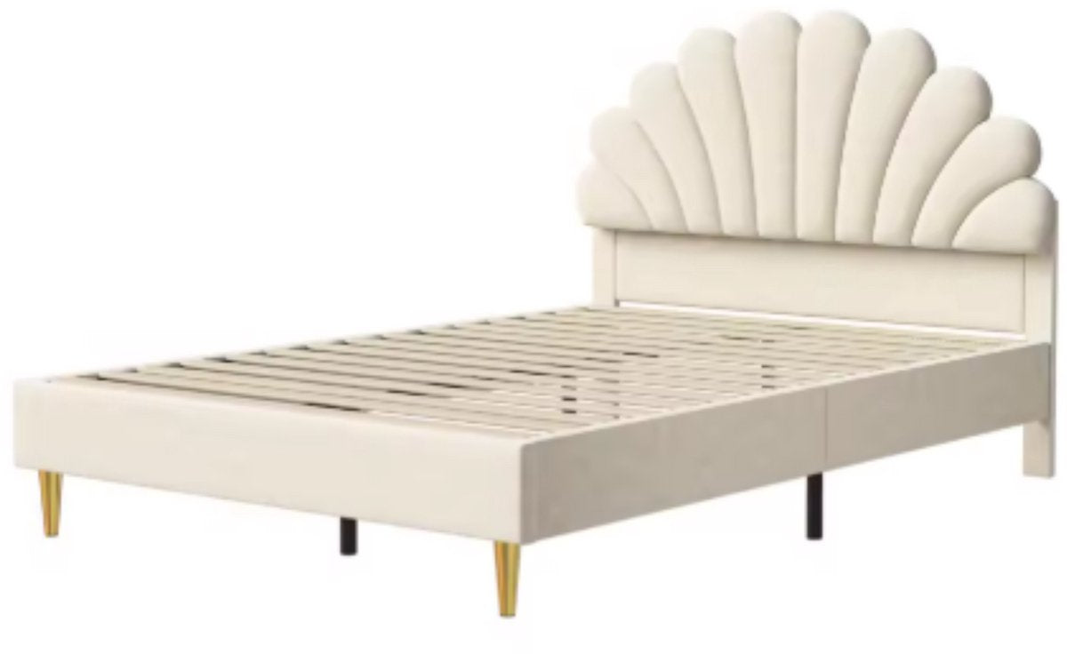 Eenpersoonsbed 140 x 200 cm - Voor meisjes - Met lattenbodem - Zonder matras - Twijfelaar - Beige