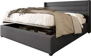 Bed - Opbergbed - Opbergruimte - met Hydraulisch Systeem - Voor Slaapkamer - met Houten Lattenbodem & Metalen Frame - Grijs Linnen - 140x200 cm