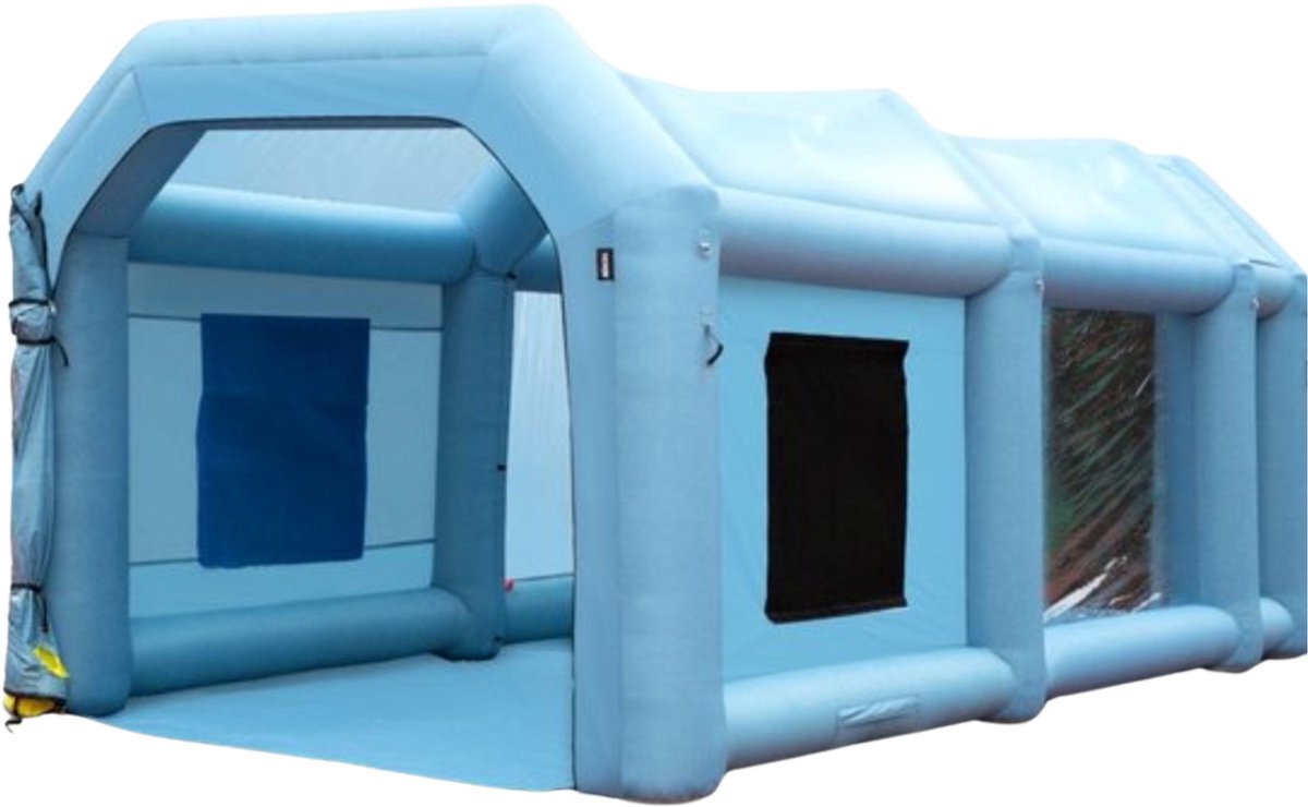 Opblaasbare spuitcabine - incl. lucht filtersysteem - Verfspuit tent – 5 x 2,2 x 2,1 m - 480W/750W Anti-Spray - Airbrush - Spray booth - Opvouwbaar