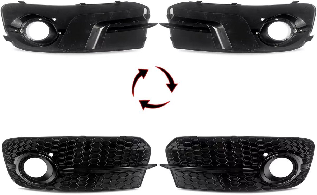 Mistgrille Quella - Mistlicht Grille - Voor Audi Q5 (2013-2017) - SQ5 Stijl - Gloss Black