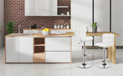 Barkruk Berlie - Met hoge rugleuning - Barstoelen ergonomisch - Zithoogte 60 - 82cm - Wit - Set van 1 - Keuken en bar
